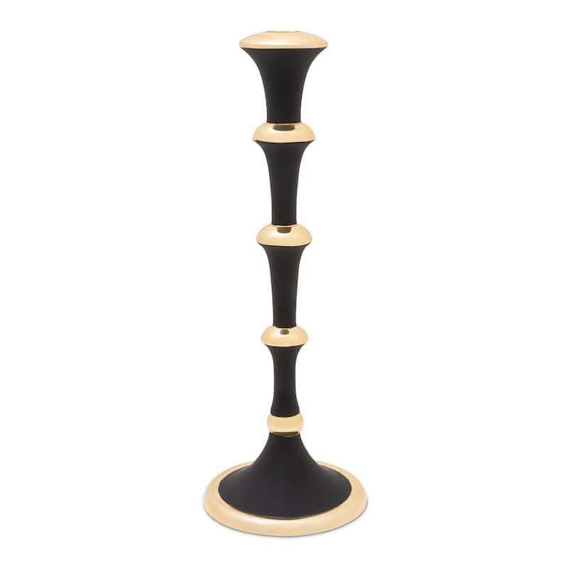 10.25"H Black and Gold Candlestick