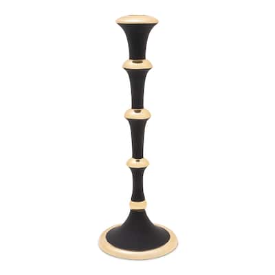 10.25"H Black and Gold Candlestick