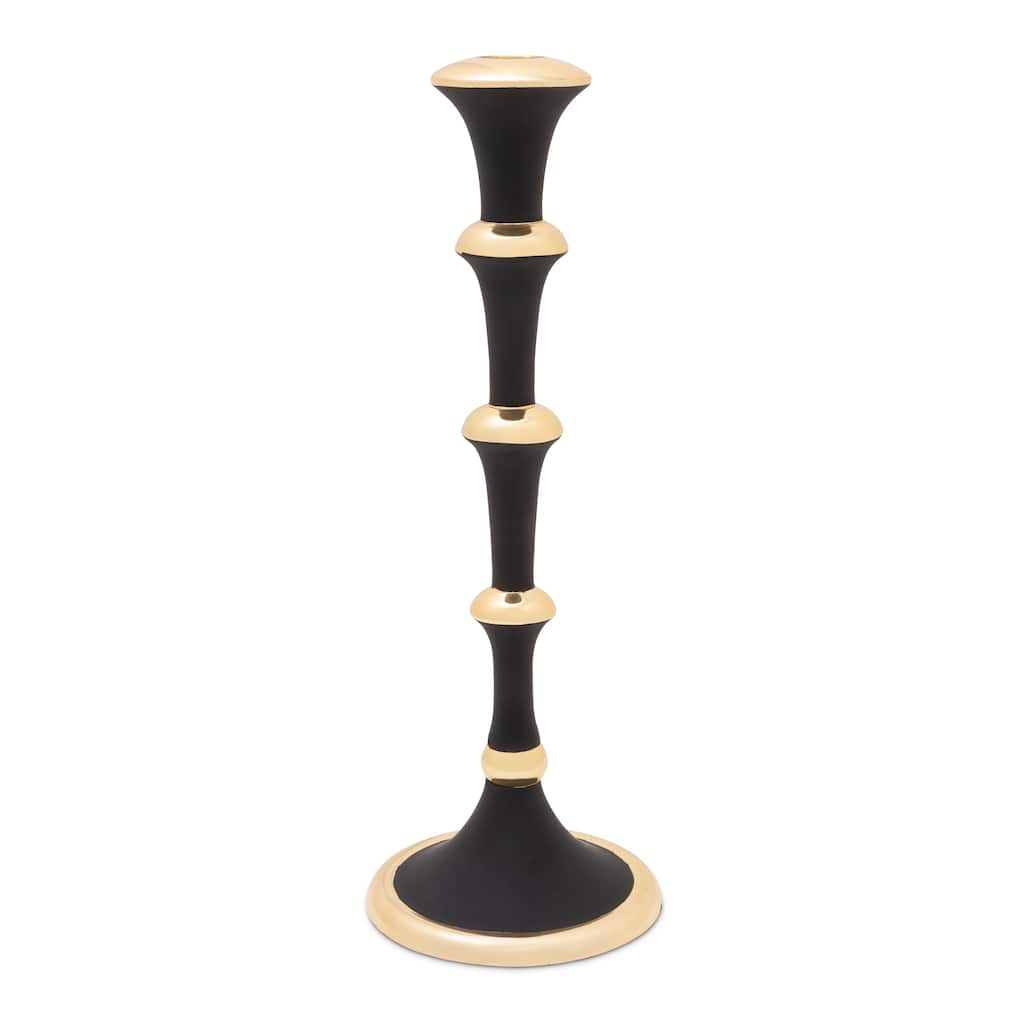 10.25"H Black and Gold Candlestick