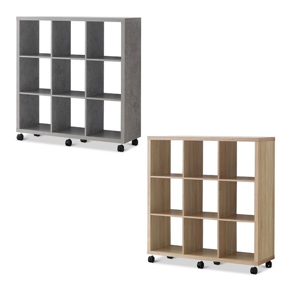 Costway 8 Cubes Ladder Shelf Freestanding Corner Bookshelf Display Rack Bookcase NaturalGray