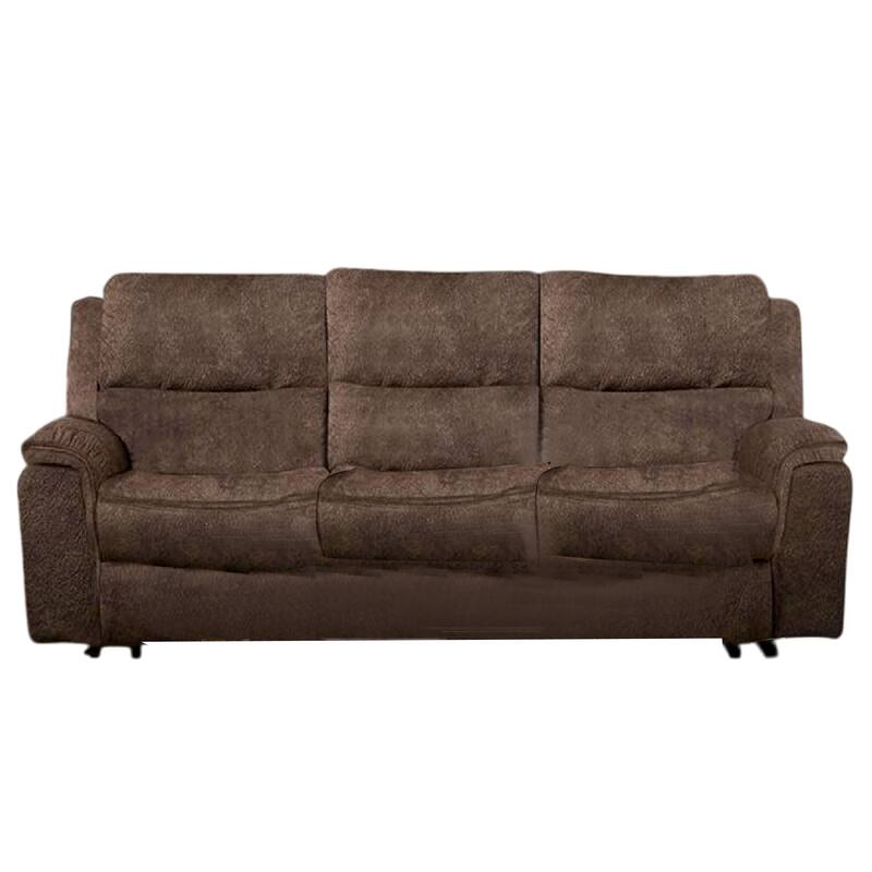 Heny Manual Reclining Sofa, Brown Fabric Seating, 88 Inch, No Sag