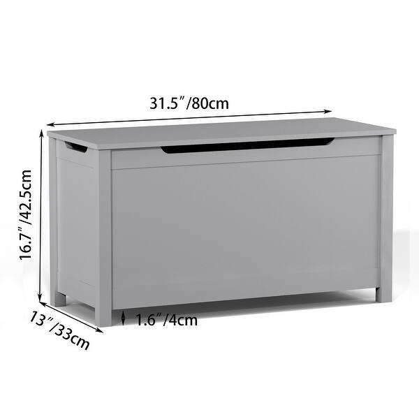 Kids Wooden Toy Box Storage With Safety Hinged Lid - 31.5”L x 13”W x 16.7”H