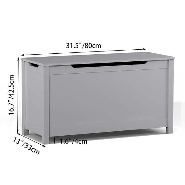Kids Wooden Toy Box Storage with Safety Hinged Lid for Ages 3+
