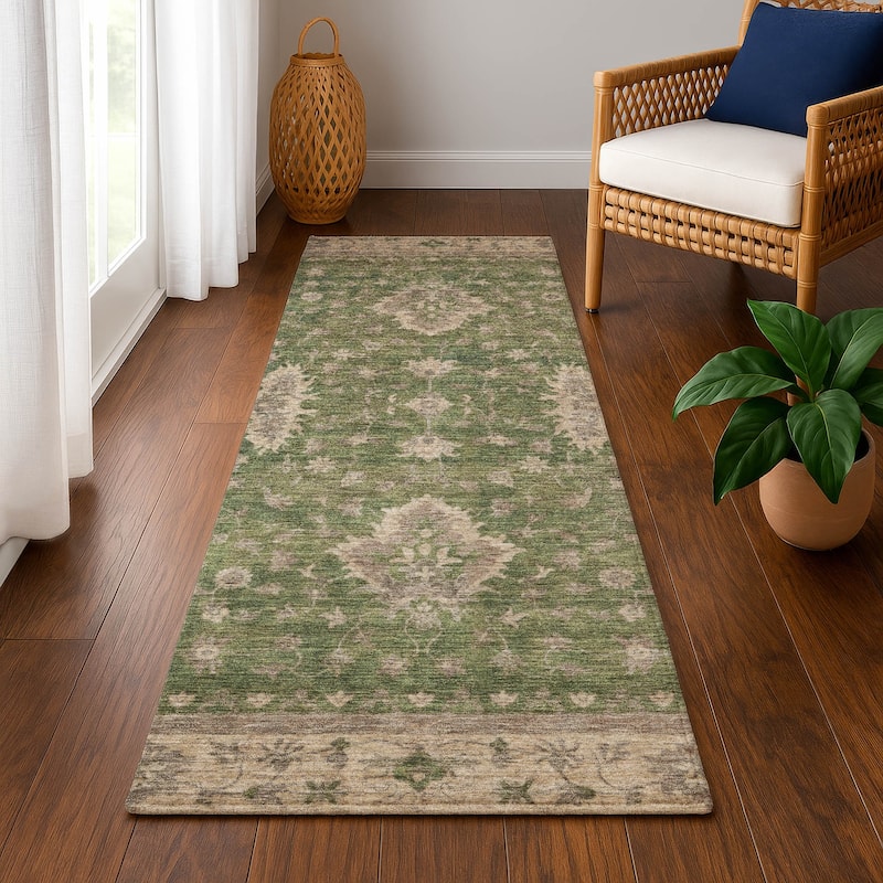 Premium Washable Super Soft Traditional Mayfield Rug - Aloe - 2'3" x 7'6"