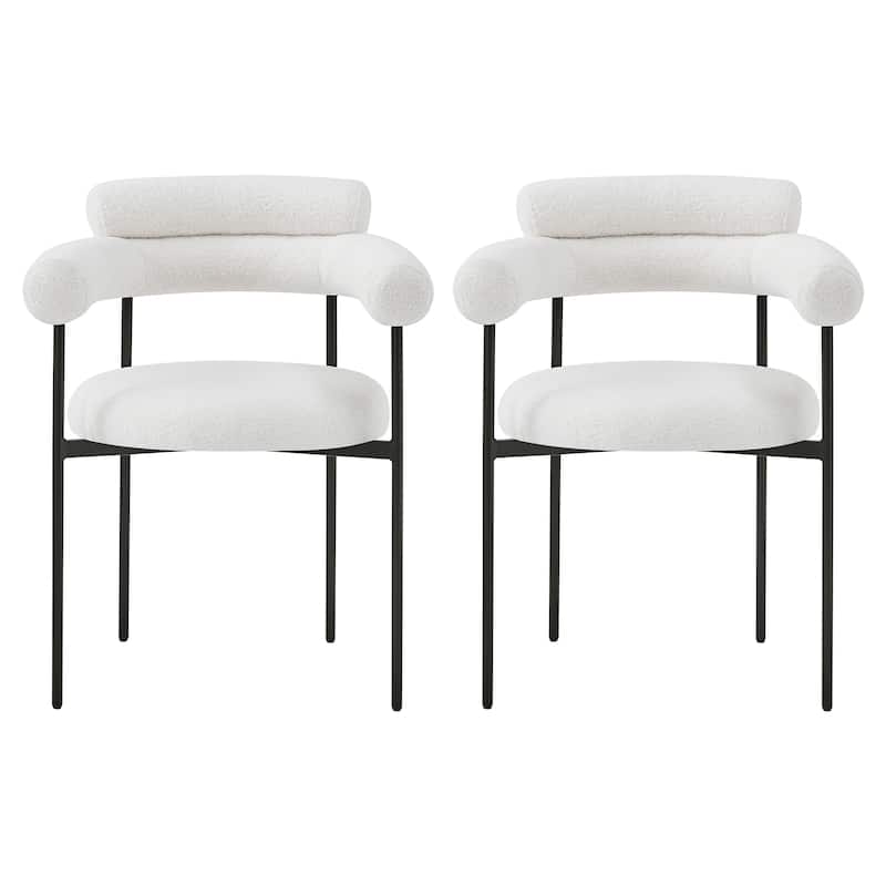 Upholstered Armchair Dining Chairs With Metal Legs for Home, Kitchen, Living Room(Set of 2)