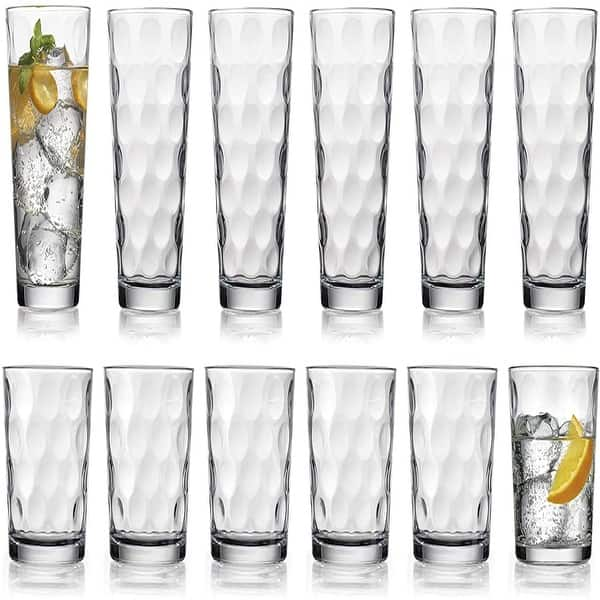 Set of 12 Durable Drinking Glasses, Glassware Set Includes 6-17oz Highball  Glasses 6-13oz DOF Glasses