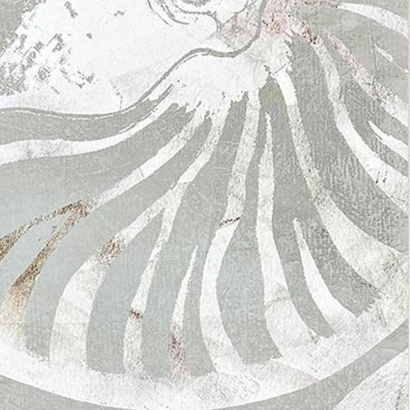 HomeRoots Set Of Two Nautilus Shell Distressed White Framed Wall Art