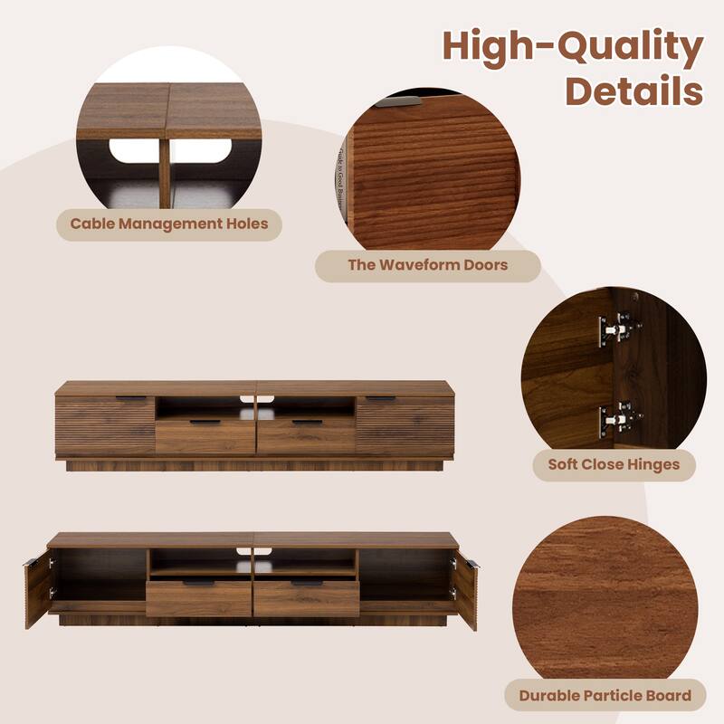 78" Modern TV Stand for TVs up to 85" with Deep Drawer, Cable Management & Soft-Closing Hinges