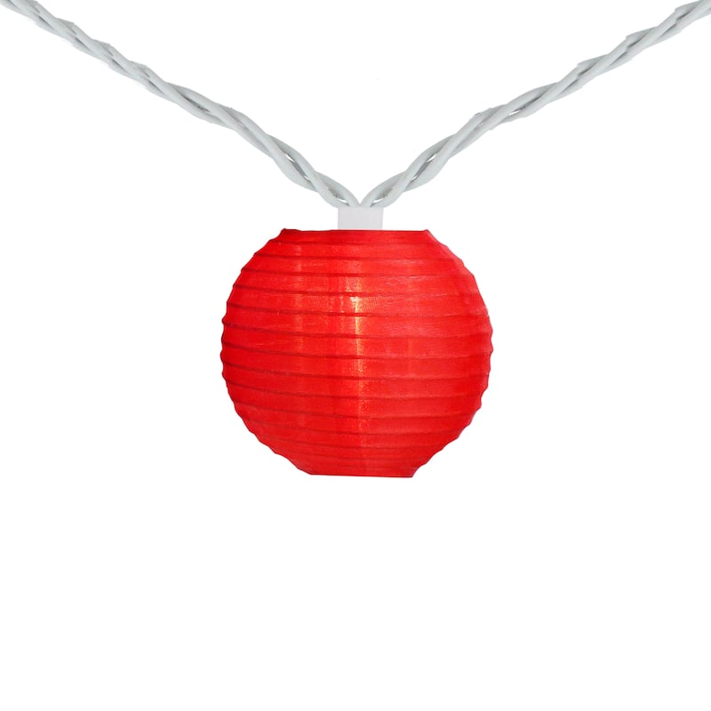10ct Red Blue Round Chinese Lantern String Lights, 7.5ft White Wire