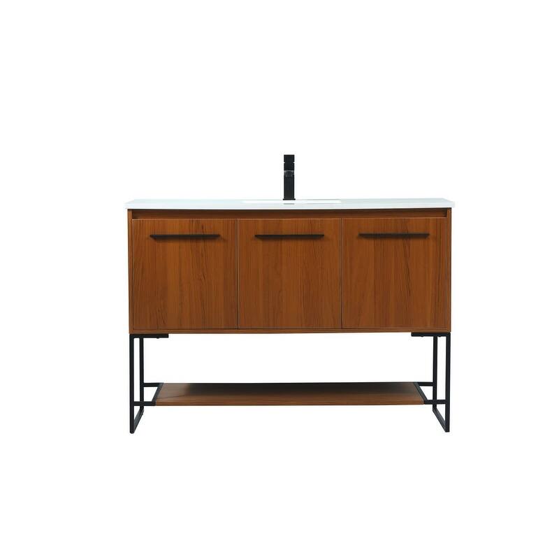 Elegant Lighting VF42548M Sloane 48" Free Standing Single Basin Vanity - Teak