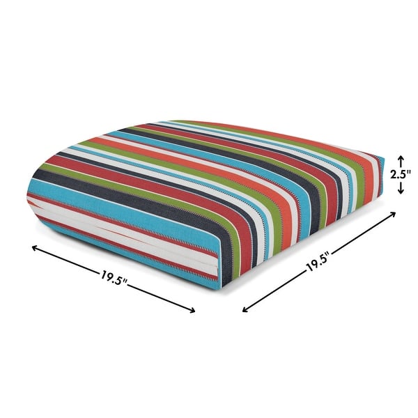 dimension image slide 0 of 9, Casual Cushion Stripe Sunbrella® Fabric 1-Piece Outdoor Wicker Seat Pad, 19.5"W x 19.5"L - 19.5"W x 19.5"L