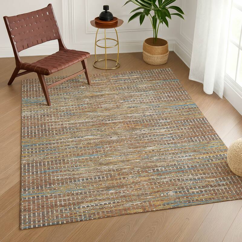 Machine Washable Indoor/ Outdoor Casual Keystone Chantille Rug