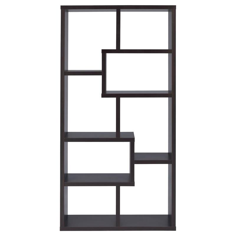 Cappuccino Color Modern Wooden 8-shelf Geometric BookCase
