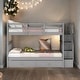 preview thumbnail 2 of 13, Twin-over-Twin Bunk Bed with Twin size Trundle for Bedroom, Dorm, Adults