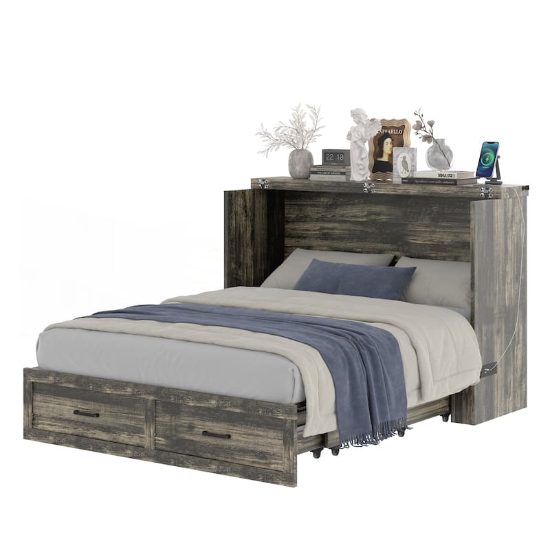 Murphy Bed Cabinet Queen Size with Charging Station