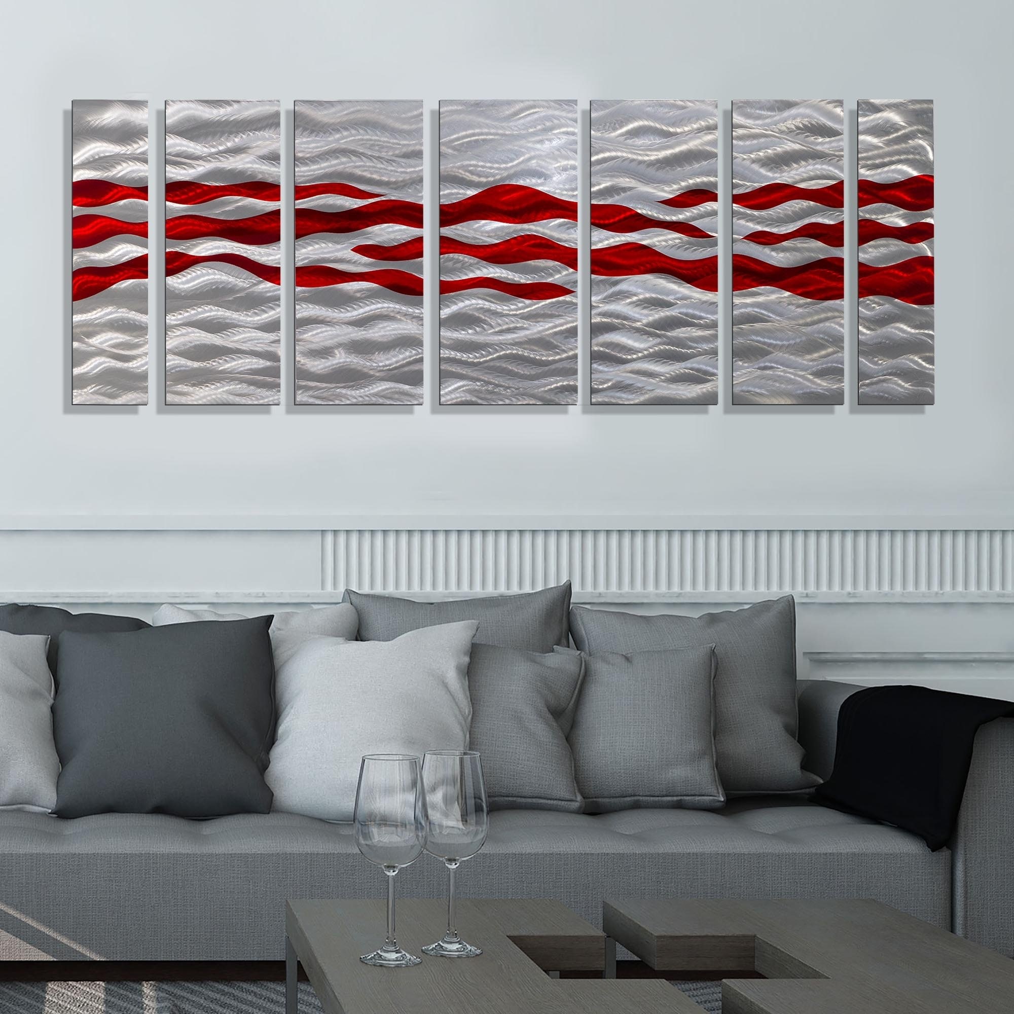 Shop Statements2000 Modern Metal Wall Art Abstract Red Silver