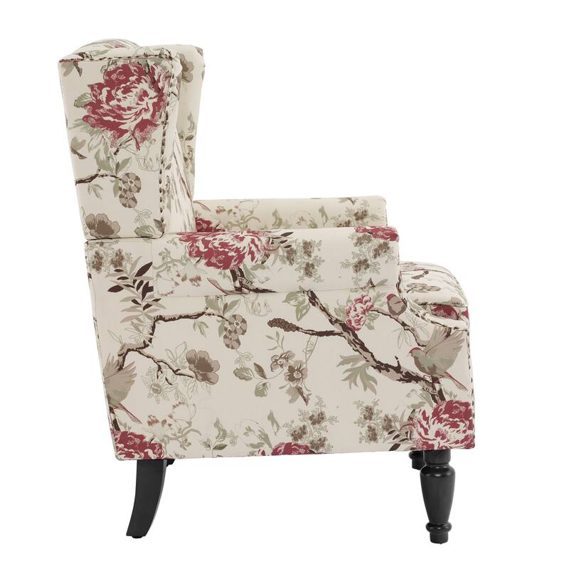 Wingback Accent Chair Nailhead Trim Living Room Reading Chair
