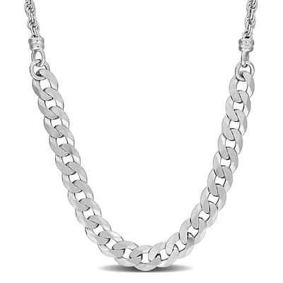 Miadora 2.5mm Rope 6mm Curb Link Chain Necklace in Sterling Silver