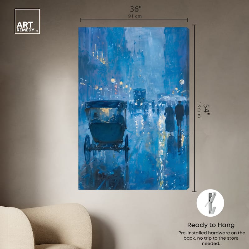Art Remedy London Nights Gallery Wrapped Impressionism 1 Piece Canvas Wall Art /Monet And Van Gogh Inspired Art