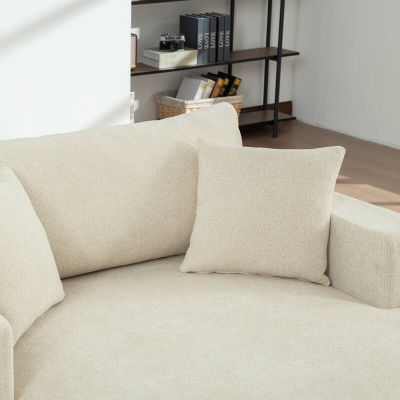 56.3" Wide Extra Large Chenille Sofa Bed, Sturdy Metal Legs, Strong Load-Bearing for Living Room, Bedroom, Apartment