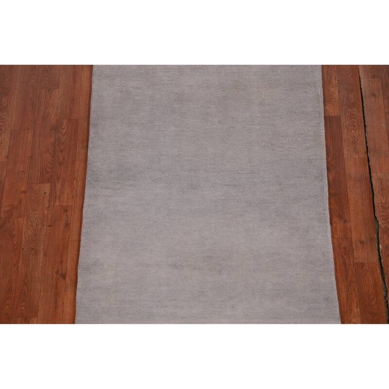 Hand Knotted Oriental 100% Wool Carpet Modern Solid Purples Gabbeh Runner Rug - 10' 1'' X 2' 11''