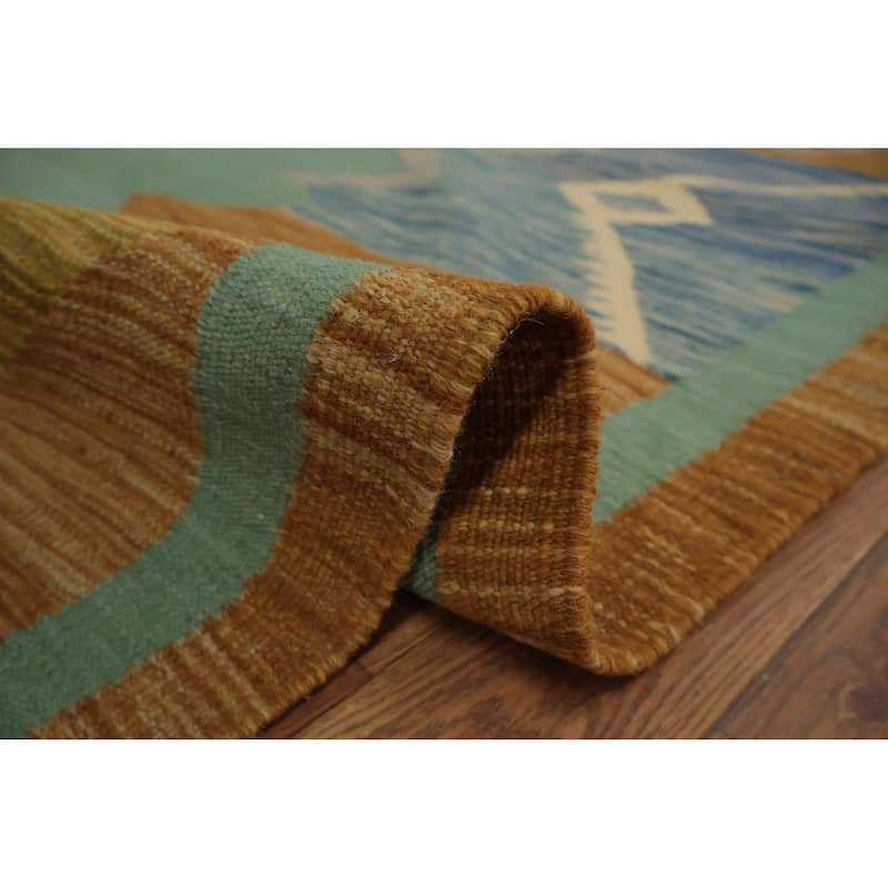 Hand Woven Oriental 100% Wool Carpet Southwestern Tribal Green Kilim Area Rug - 10' 4'' X 10' 0''