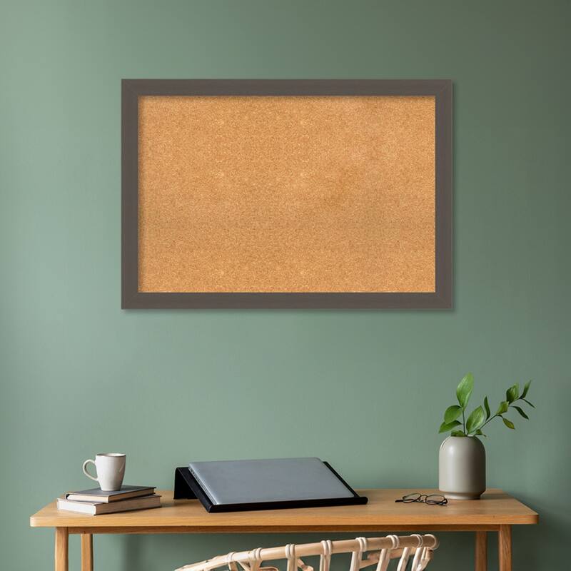 Brushed Framed Natural Corkboard Bulletin Board