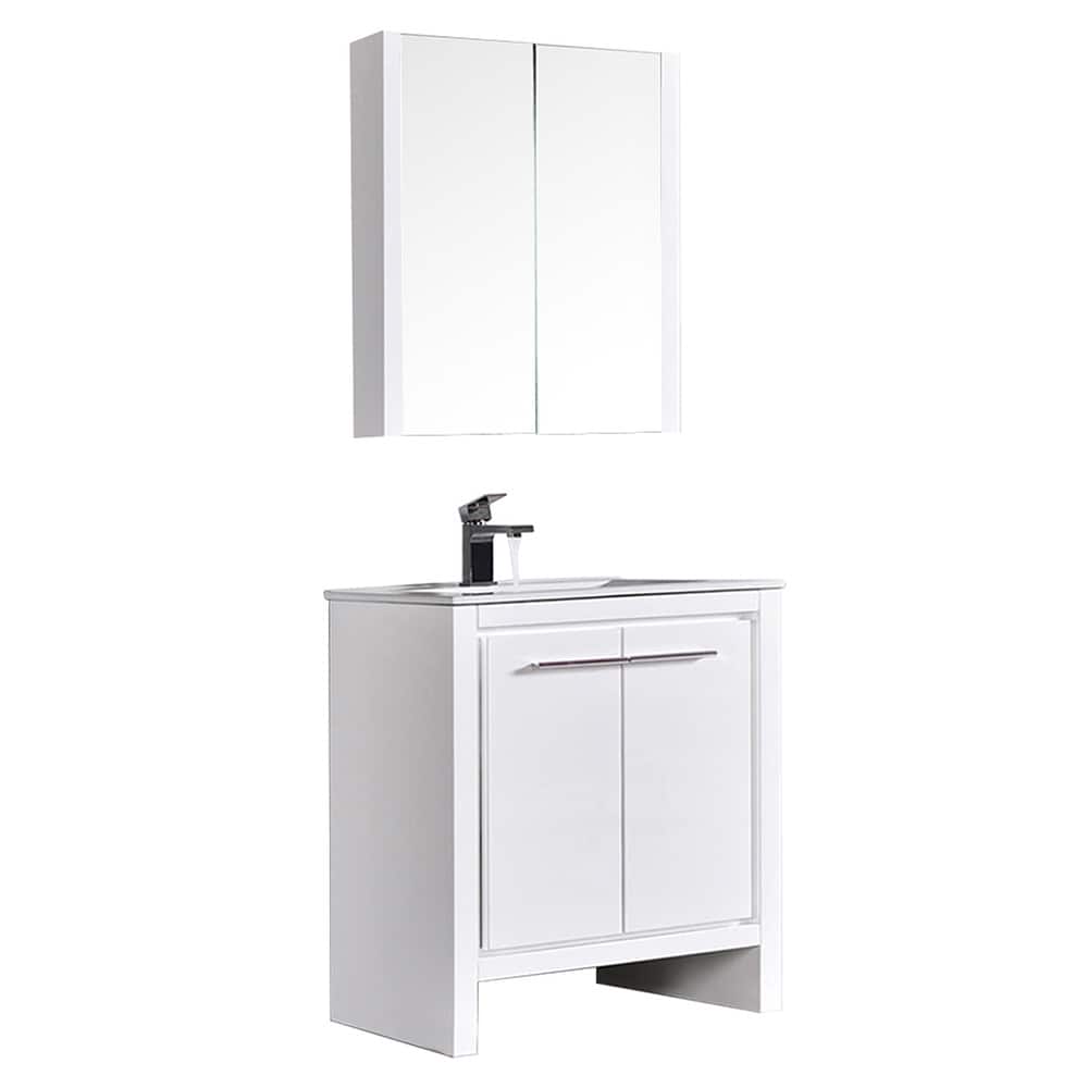 Solid Wood Bathroom Vanity with Mirror Medicine Cabinet