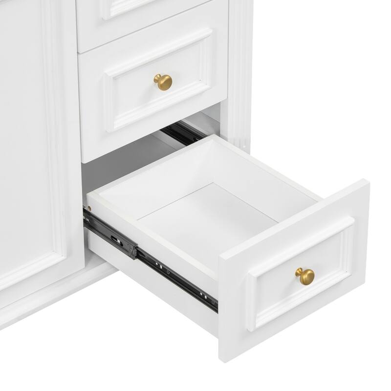 36" Bath Vanity,Flip-Out Drawer 3 Drawers 2 Doors,Engineered Wood Gold