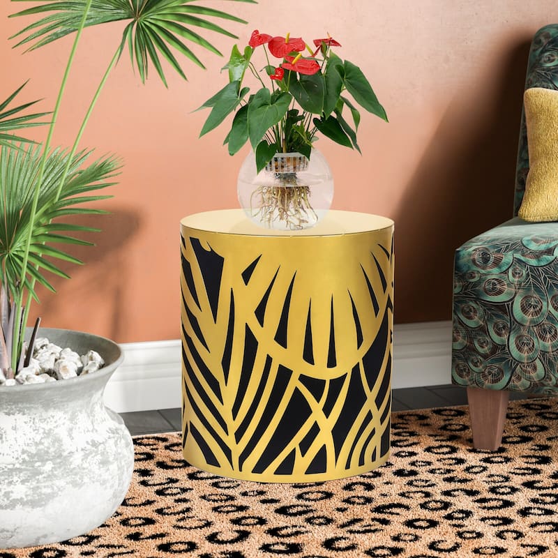ADECO End Table Gold Accent Side Coffee Nightstand Stool