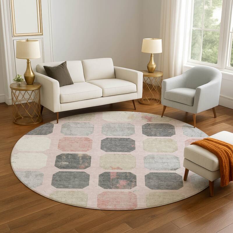 Premium Washable Super Soft Casual Contemporary Mayfield Rug - Blush - 8' x 8'