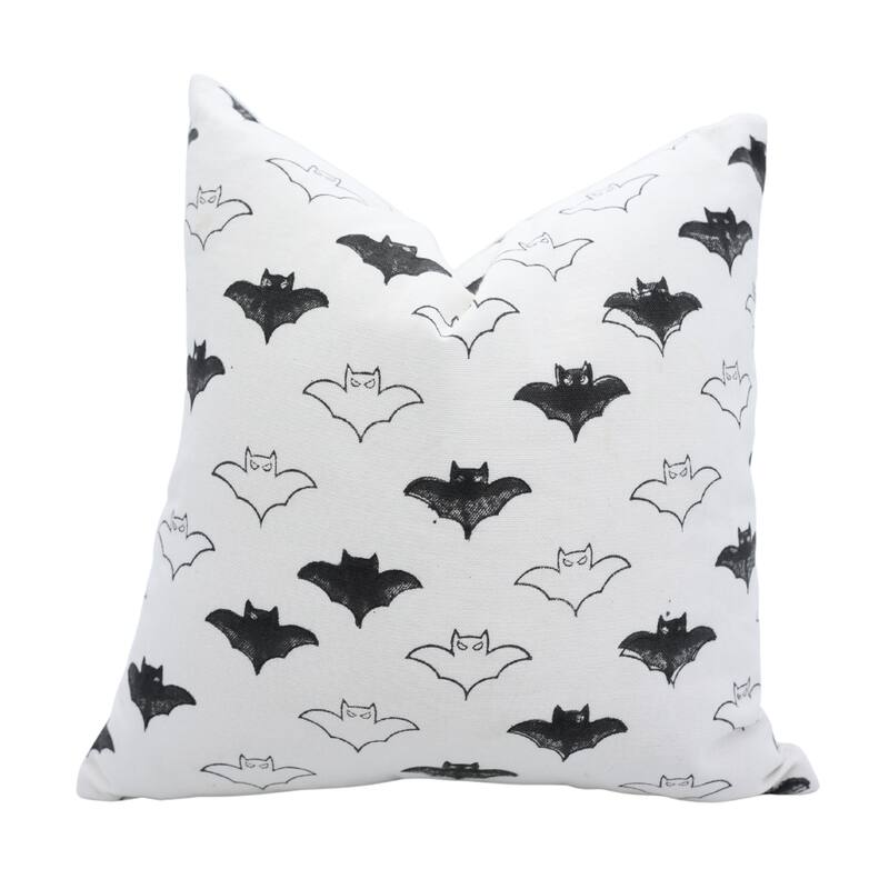 Fabdivine Home Decorative Accent Green Cotton Cushion Case, Skeleton - Pillow Covers - Bat- Black, White - 20" X 20"