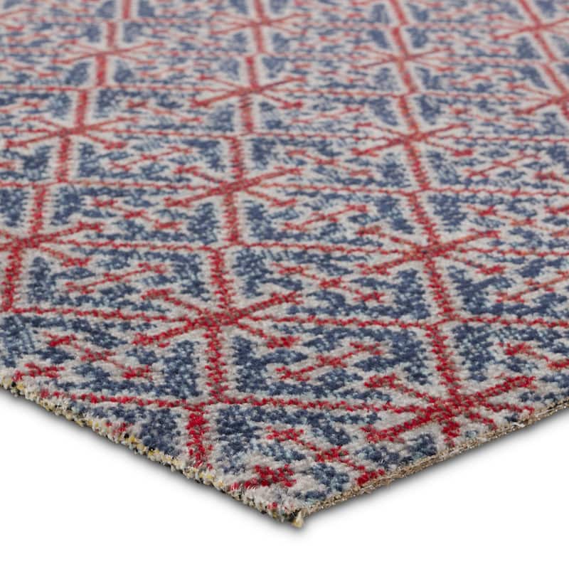 Laneus Indoor/Outdoor Trellis Red/Navy Runner Rug