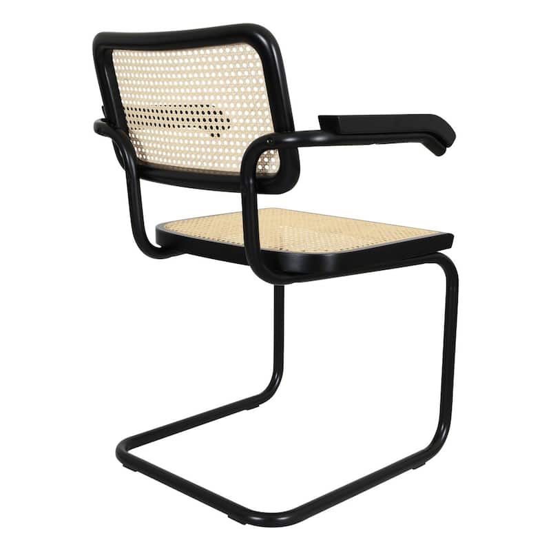 Breuer Chair Company Marcel Breuer Cesca Cane Cantilever Armchair Arm Chair w/ Black Steel Frame (Various Wood & Cane Colors)