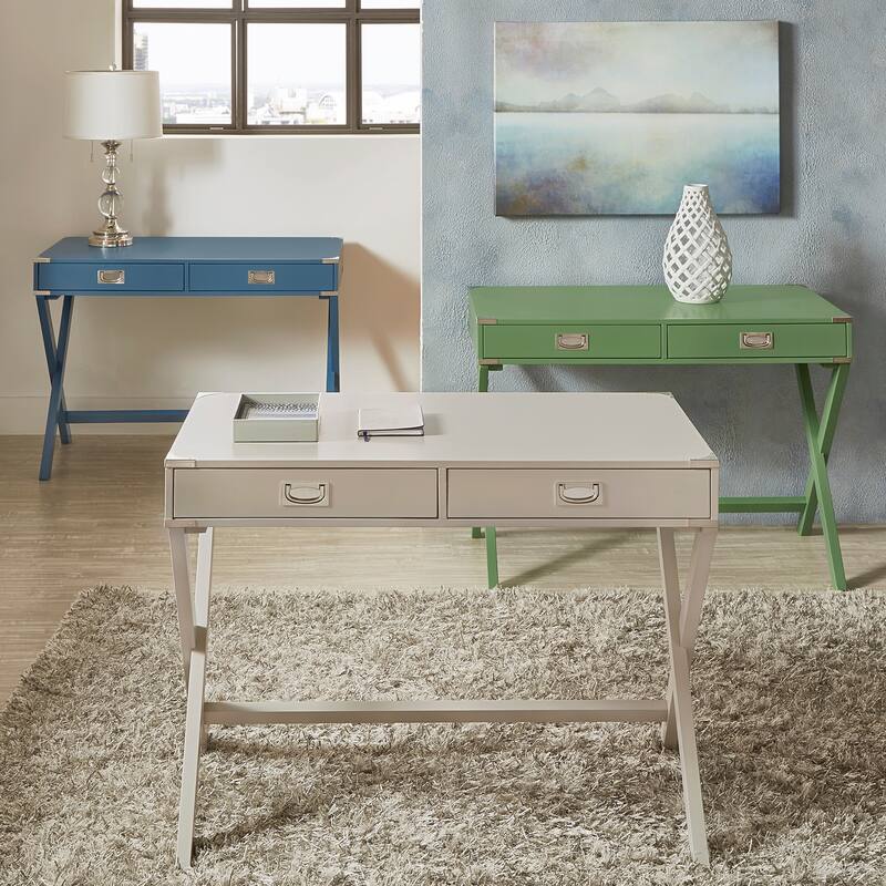 Kenton X Base Wood Accent Campaign Writing Desk iNSPIRE Q Modern