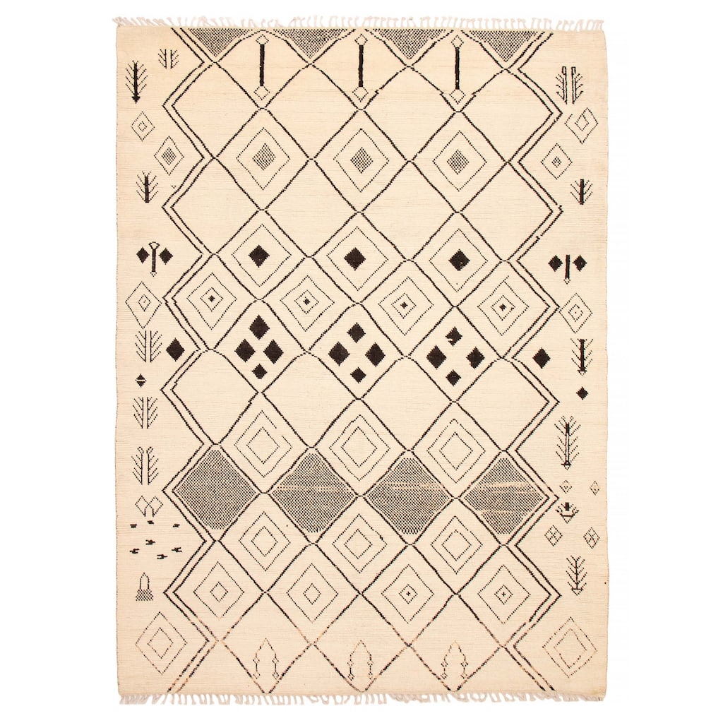 ECARPETGALLERY Hand-knotted Pak Finest Marrakesh Cream Wool Rug - 8'11 x 12'5
