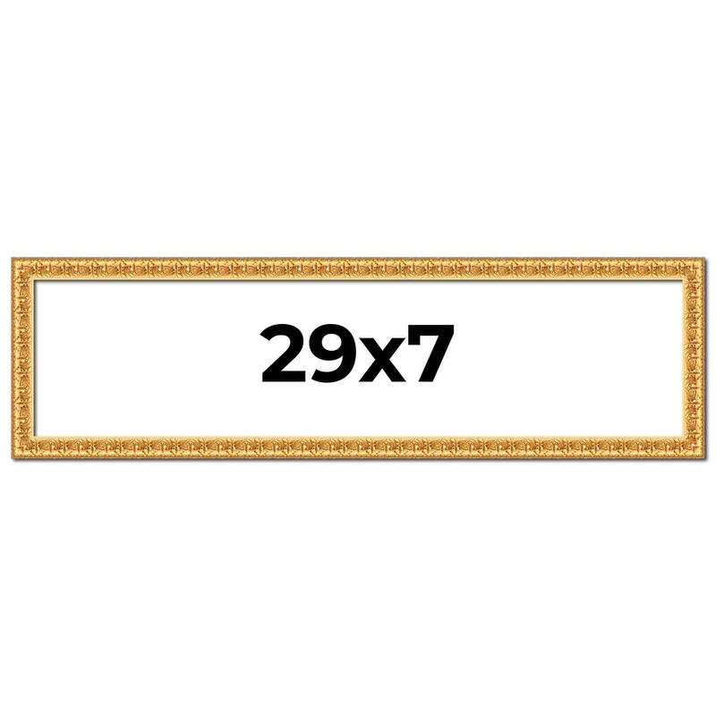 29x7 Frame Gold Real Wood Picture Frame Width 1 inches | Interior