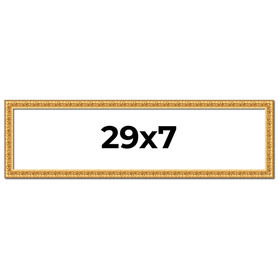 29x7 Frame Gold Real Wood Picture Frame Width 1 inches | Interior