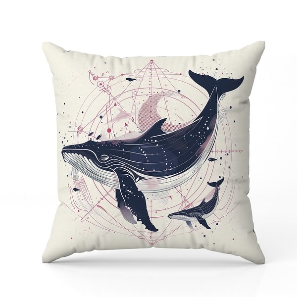 slide 2 of 25, Whale and Petals Tales Throw Pillow26x26 Faux Suede Blue Pink