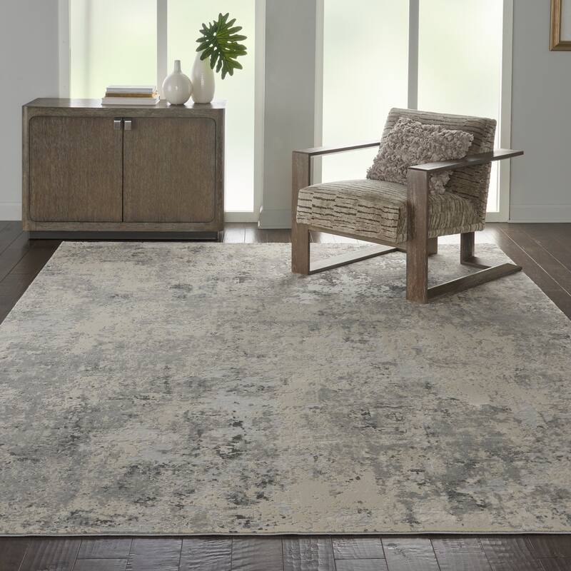 Porch & Den Meadowgrass Distressed Abstract Area Rug - 7' 10" x 10' 6" - Grey/Beige - Rectangle
