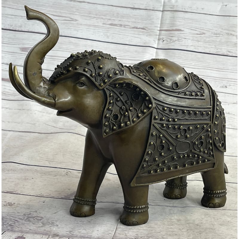 Signed Laughing Imitative Elephant Symbol Of Luck Bronze Sculpture Statue Artwork