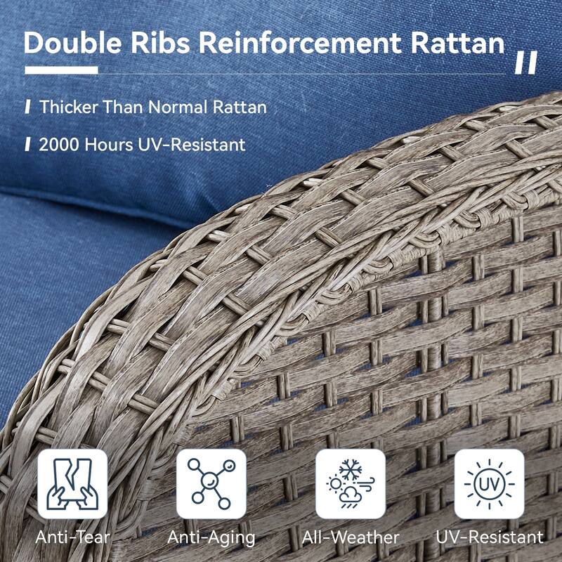 Gymojoy 7-Piece Outdoor Wicker Patio Furniture with Loveseat Glider, Rattan Coversation Set with Water Resistant Cushions