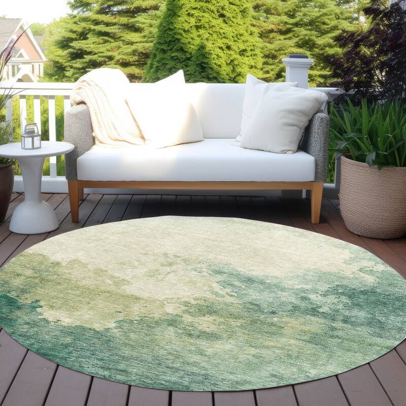 Machine Washable Indoor/ Outdoor Abstract Modern Chantille Rug