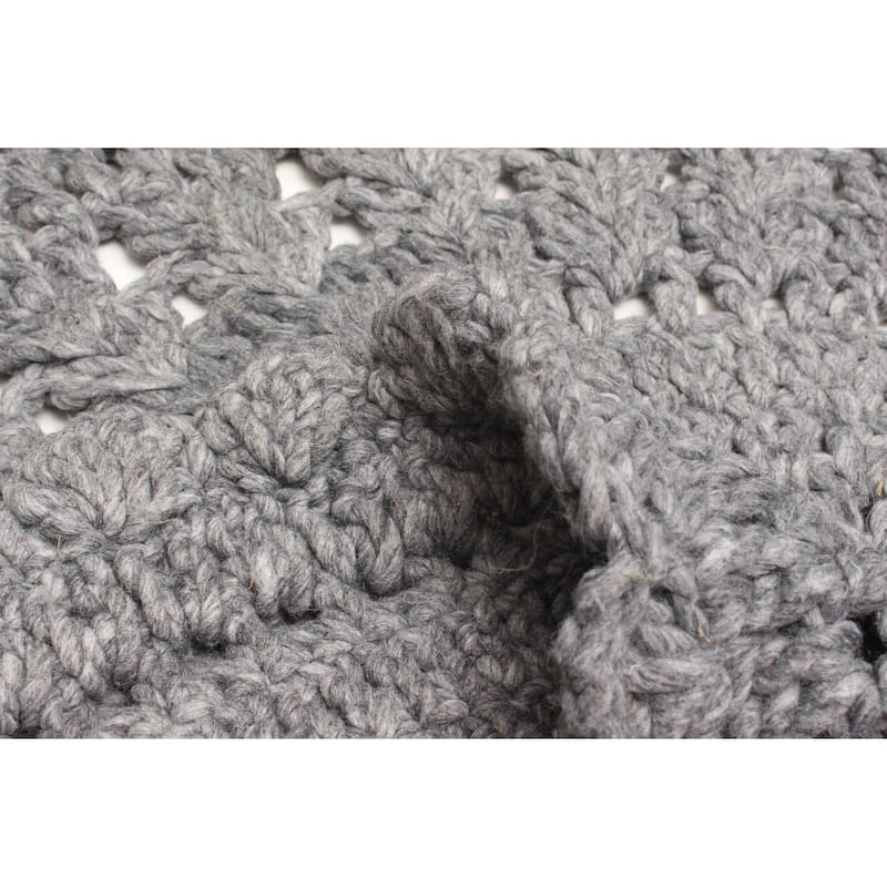 ECARPETGALLERY Braid weave Sienna Grey Wool Rug - 3'4 x 3'4