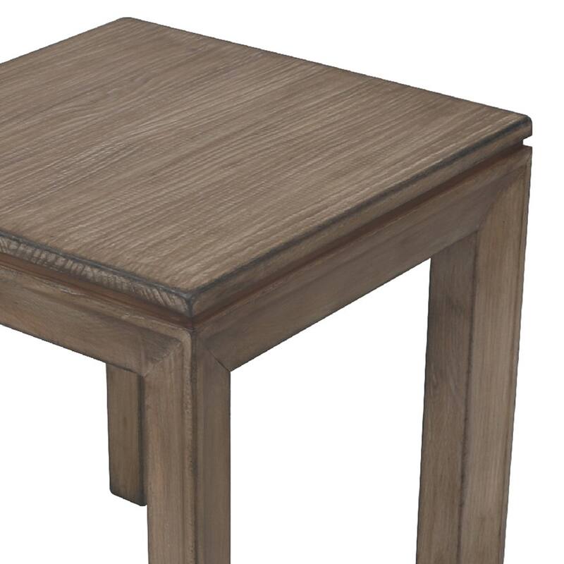 Moa Side End Table, 22 Inch Square Top, Antique Natural Brown