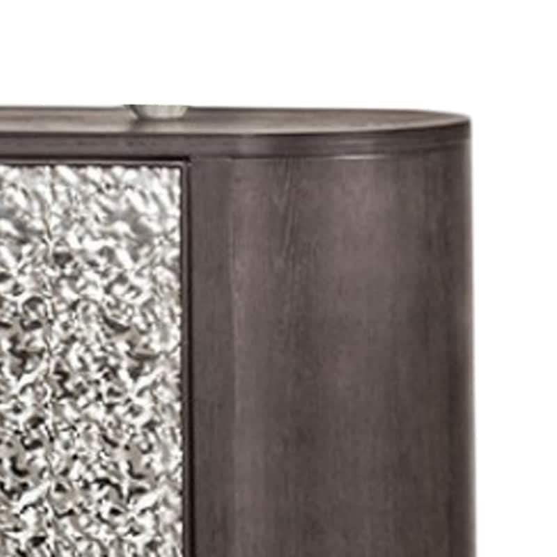 Zoko Sideboard Buffet Console, 2 Doors, Chrome, Ash Gray Wood 60 Inch
