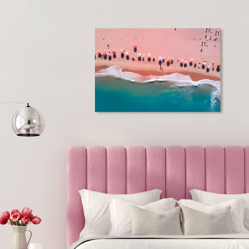 Wynwood Studio Canvas Nautical and Coastal Blush Sand Beach Blue and Teal Nautical & Coastal Wall Art Canvas Print - 30 x 20