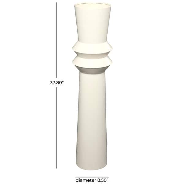 Cream Metal Tall Art Deco Fluted Floor Vase - Bed Bath & Beyond - 38878226