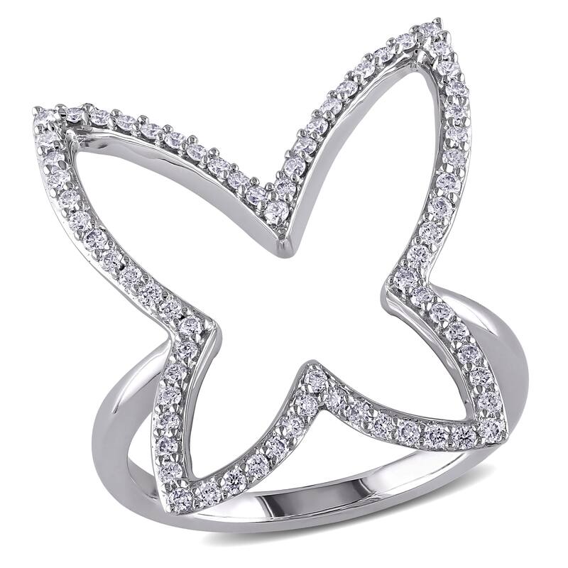 Miadora 1/3ct TDW Butterfly Diamond Ring in 14k White Gold