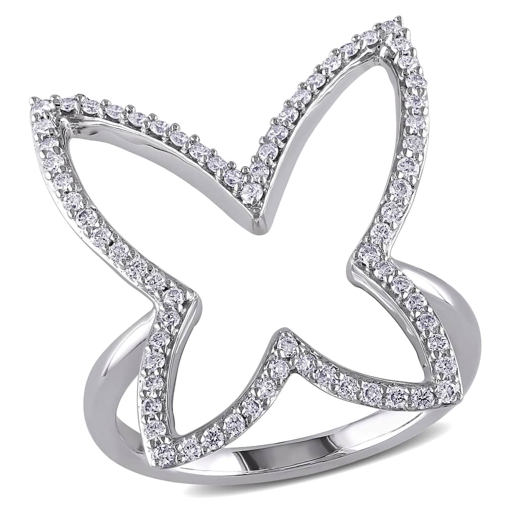 Miadora 1/3ct TDW Butterfly Diamond Ring in 14k White Gold